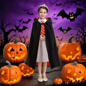 Magician Cosplay Costume Halloween Girls Party Dresses Magic Academy Shirt Dress With Cloak 2PCS Sets For Children Clothing
